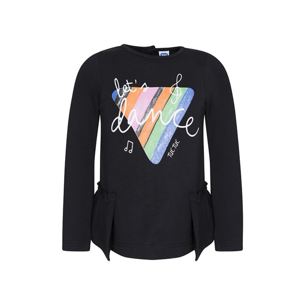 Black Long Sleeve Tee with Vibrant Graphic Design